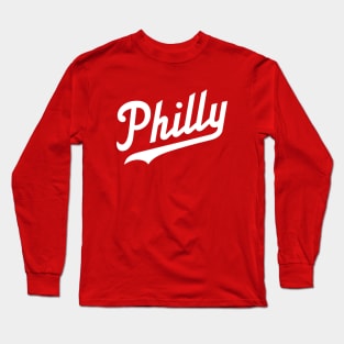 Philly Script - Red/White Long Sleeve T-Shirt